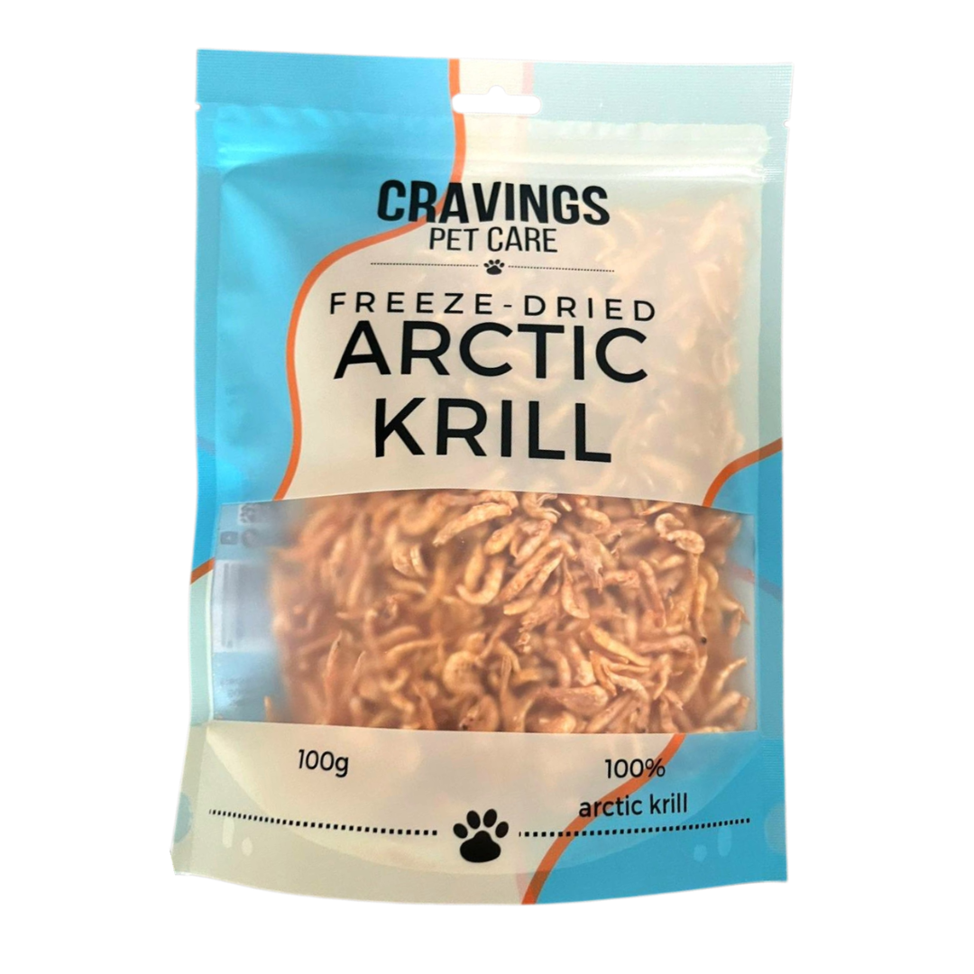 Cravings Pet Care Arctic Krill Treat | Freeze-Dried Food Topper Treat for Cats & Dogs | 100% Arctic Krill | 100g