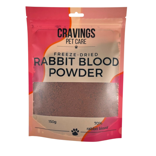 Cravings Pet Care Rabbit Blood Powder | Freeze-Dried Food Topper Powder for Cats & Dogs | 70% Rabbit Blood | 150g