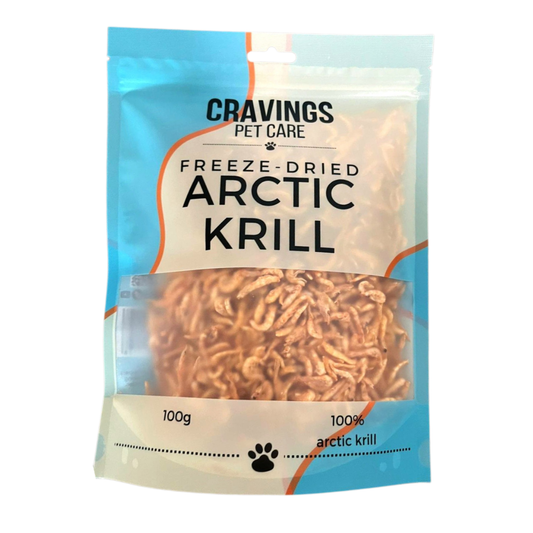 Cravings Pet Care Arctic Krill Treat | Freeze-Dried Food Topper Treat for Cats & Dogs | 100% Arctic Krill | 100g